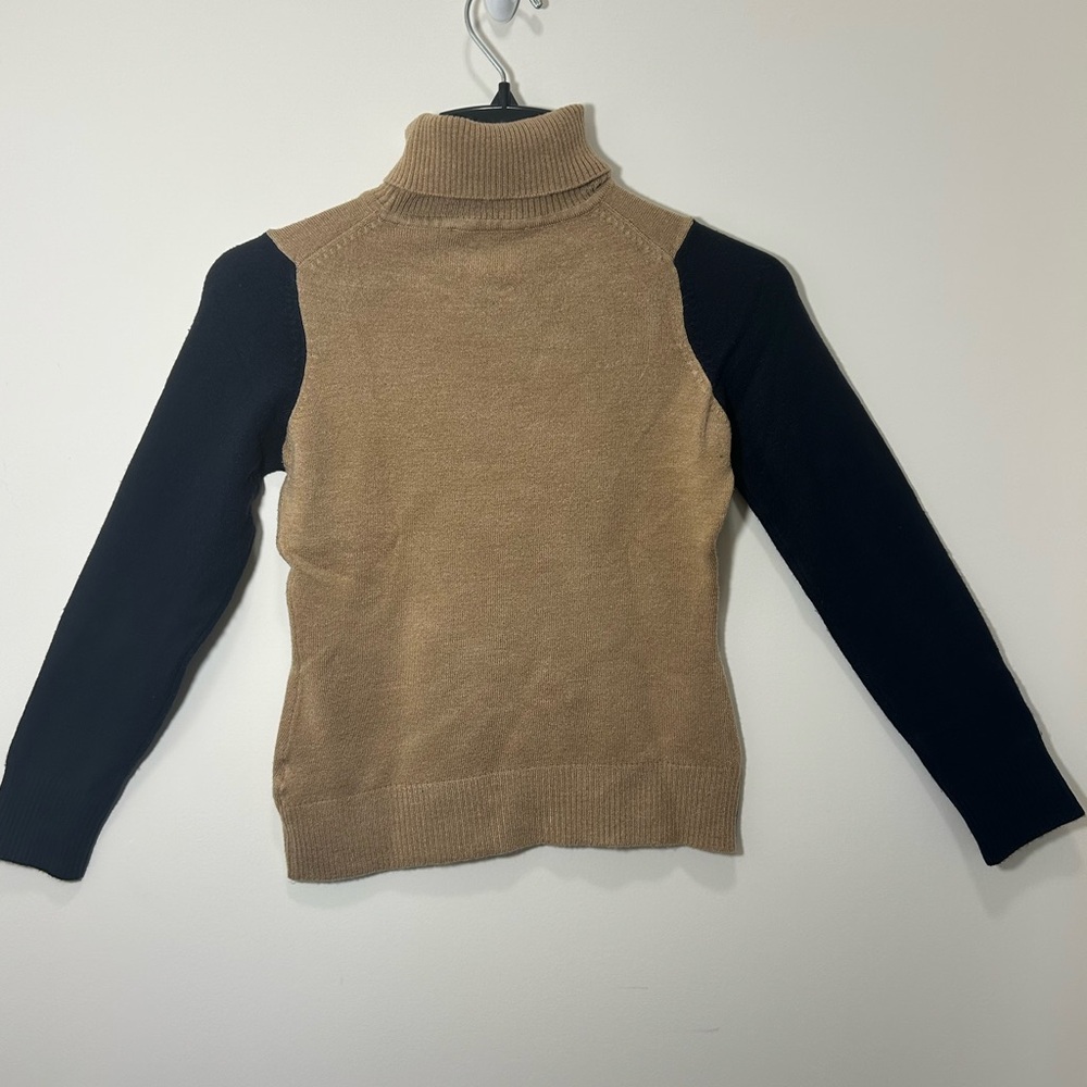 French Connection Navy and Camel Turtleneck Sweater - Picture 3 of 4